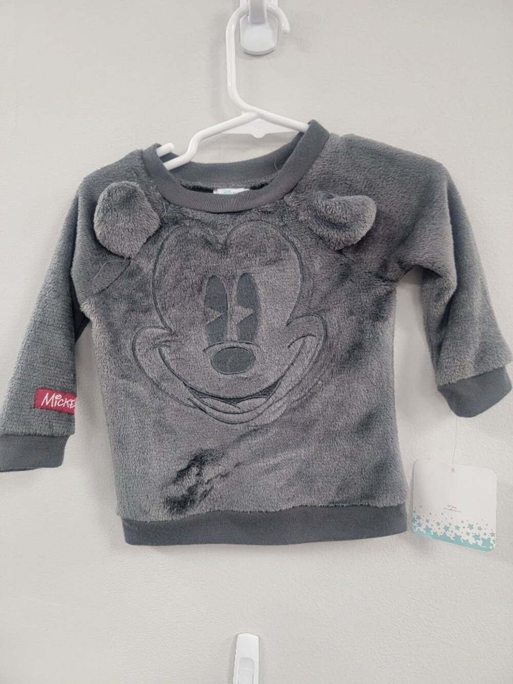Disney Baby Mickey Mouse Fleece Sweatshirt 6-9M Long Sleeve Gray